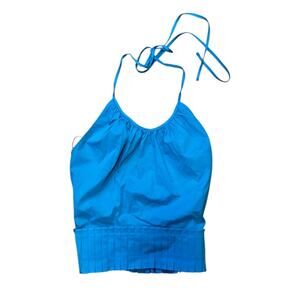 Ramy Brook Charlie Halter Top Size S NWT Tropical Blue Pleated Hem
